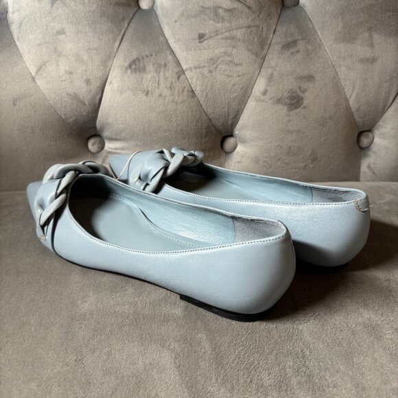 Nine West Chain Leather Ballet Flats Size 7 1/2 NEW Buyme Pointy Toe Flats - Picture 2 of 5